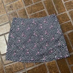Lady Hagen Navy White & Pink Golf Print Side Pleat Golf Skort